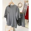 Casual terno esportivo feminino verão 2023 novo estilo coreano menina gordinha emagrecimento solto exterior usar shorts de manga curta duas peças terno moda
