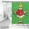 Bestseller transfronterizo de Amazon: Cortina de ducha verde del Grinch, cortina de ducha impermeable de pongee con estampado digital de dibujos animados