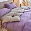 Juego de Ropa de Cama de Tres Piezas de Algodón Puro de Color Sólido para Exportación Transfronteriza, Uso en Hogar y Dormitorio, Juego de Ropa de Cama de Cuatro Piezas de Algodón Puro Teñido en Hilo Hecho a Medida de Fábrica