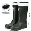 2026 Novo Modelo Botas de Chuva Femininas de Cano Médio, Sapatos de Água Antiderrapantes para Exterior, Botas de Borracha de Trabalho Fashion com Solado Grosso e Forro de Lã, Quentes