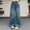 Jeans de Primavera y Otoño para Niñas 2026 Nuevos Casuales Estilo Coreano Pantalones Rectos con Bordado Doble de Pentagrama para Niñas Mayores