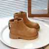 Botas tipo Martin Estilo Británico para Niños de 3-8-12 Años Estilo Otoño/Invierno Botas Cortas Cálidas con Felpa Botas de Cuero Antideslizantes para Niños Zapatos Infantiles