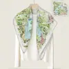 Nuevo pañuelo cuadrado de 90 cm con estampado a juego en ambos lados y colores contrastantes, sarga de espiga, bordes enrollados a mano, bufanda chal para mujer, estilo transfronterizo europeo y americano