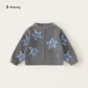 Ropa Infantil You Bao Top Jacquard de Estrella para Niñas Cárdigan de Punto Holgado para Niños Cárdigan Suéter Infantil de Cuello Redondo