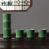 Juego de Tazas de Bambú Taza de Té Juego de Tazas de Paisaje Hogareño Imitación Bambú Verde Nudo de Bambú Juego de Té Personal Taza de Té Cerámica Kung Fu Creativo