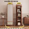 Estantería Giratoria Móvil con Espejo de Vestir Integrado, Espejo de Cuerpo Entero, Espejo de Pie, Espejo para Almacenamiento y Exhibición de Periódicos en Casa, Espejo de Prueba