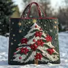2026 Nuevo Bolso Tote Acolchado Bordado de Moda Navideño Estampado Digital Transfronterizo Bolso de Algodón Casual para el Trabajo