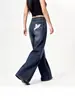 Pantalones de pierna ancha con patrón oscuro en relieve de alta resistencia, estilo europeo y americano transfronterizo, con bordado de mariposas, lavado desgastado, corte holgado, largos hasta el suelo, estilo urbano