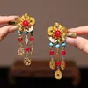 Horquilla de Felpa con Borla de Año Nuevo Accesorio para el Cabello con Lazo Infantil Horquilla Roja Atmosférica para Niñas Accesorio para el Cabello Estilo Antiguo Hanfu