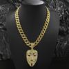 Máscara de Guy Fawkes Estilo Europeo y Americano Personaje Principal de V de Vendetta Máscara Colgante de Aleación Collar Completo de Diamantes