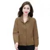 Chaqueta corta elegante personalizada de color burdeos con cuello alto para mujer, nuevo estilo otoño 2026, corte holgado, adelgazante, camisa chaqueta casual versátil