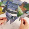 Serie de Pinturas al Óleo de Girasol y Cielo Estrellado Hecho a Mano DIY Origami Vintage Papel Cuadrado Creativo Papel de Origami de Grulla