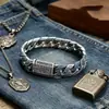 Pulsera de Plata Lisa Punk Tangcao Estilo Coreano Moda Pulsera de Pareja, Se Puede Grabar, Regalo para Novio