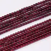 Cuentas redondas de granate natural, piezas largas semiacabadas, granate rojo vino DIY cuentas sueltas de cristal, accesorios para joyería de cuentas redondas