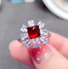 Celebre en Línea En Vivo Venta Caliente Nuevo Producto Torre de Azúcar Rubí Simulada Anillo de Apertura Anillo de Moda Simple de Gama Alta para Mujer