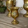 Vaso Clássico com Pé Alto Suporte para Flores Vaso de Flores Arte em Ferro Envelhecido Retrô Estilo Europeu Urna de Flores para Casamento Adereço para Fotos