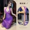Lencería Sexy, Falda Larga Caliente y Sexy, Vestido de Encaje Transparente, Uniforme Ol para Discoteca, Pijama Coqueto de Pura Pasión para Damas