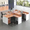 Mobiliario de Oficina al por Mayor Escritorio de Esquina para Personal Escritorio de Oficina Simple Moderno con Veta de Madera Estación de Empleado de Oficina Escritorio de Computadora Silla
