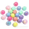 Cuentas Redondas de Color Sólido y Color Plateado de Acrílico, Cuentas con Agujero Recto, Cuentas para Pulsera, Pulsera Hecha a Mano DIY, Cuentas Sueltas, Accesorios 16mm