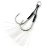 Gancho de lana para plato con alambre negro atado al por mayor de fábrica, doble aro aplanado, anzuelo afilado con púas, equipo de pesca, suministros de pesca para exteriores