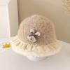 Chapéus Novos de Outono e Inverno para Bebês Meninos e Meninas, Chapéus Balde Estilo Japonês, Renda de Coração Pequeno e Coelho, Chapéus de Pescador Infantis Quentes e da Moda