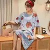 Pijama de Manga Corta de Verano para Mujer Nuevo Holgado Talla Grande Hermana Gordita Camisón Pijama de Dibujos Animados Ropa de Casa