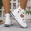 Nuevas Sandalias de Cuña Transfronterizas de Verano con Punta Cerrada, Caladas y Transpirables, Zapatos de Velcro con Plataforma de Suela Gruesa para Mujer de Talla Grande