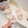 Nuevas Sandalias de Verano para Niñas 2026, Zapatos de Princesa Antideslizantes de Suela Suave, Zapatos de Playa Abiertos con Lazo para Niños Pequeños y Medianos