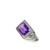 Anillo de Amatista Edición Ancha Anillo de Amatista de Plata 925 para Hombres y Mujeres Moda Simple Color Tesoro Anillo de Cristal