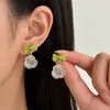 Pendientes Frescos y Dulces con Lazo Estilo Bosque para Mujer, Pendientes Colgantes Versátiles y Elegantes de Flor de Rosa, Accesorios de Oreja Florales de Moda