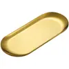 Prato Oval de Aço Inoxidável Estilo Nórdico Bandeja de Toalhas Prato de Comida Estilo Coreano Bandeja de Armazenamento Prato de Sobremesa Confeitaria Prato Plano Dourado