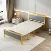 Cama plegable para uso doméstico, cama doble con estructura de hierro y colchón, cama sencilla para viviendas de alquiler, cama de tablero duro, cama para siesta en la oficina, cama individual