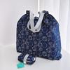 Bolsa de Compras Dobrável Verde Japonesa Desenho Animado Fofa Leve Grande Capacidade Bolsa de Ombro Grande Feminina Estilo Ins Presente