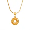 Nuevo Diseño Nicho Estilo Ins Cara Sonriente Aguacate Colgante de Nácar Anillo Redondo Retro con la Palabra "Bendición" Collar de Acero de Titanio