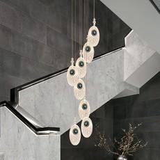 Lámpara de araña de escalera moderna nórdica giratoria de cristal, personalidad creativa, villa de dos niveles, carcasa dúplex, sala de estar, lámpara de araña larga