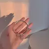 Pulsera Fu de doble campana plateada para mujer, pulsera brillante, anillo liso, estilo Ins, diseño de nicho, pulsera de alta gama para chica