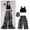 Roupa de Dança Jazz Infantil Camuflada Fashionável para Meninas Colete Preto Traje de Dança Meninas de Jazz Hip-Hop Roupas Tendência