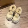 Zapatos de Algodón Peludos de Suela Gruesa Cálidos Estilo Universitario Estilo Coreano, Nuevo Diseño Invierno 2025 Zapatos de Plataforma Birkenstock