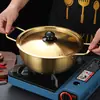 Olla para Fideos Instantáneos Coreanos Olla Pequeña de Cocina Hogareña Acero Inoxidable Doble Asa Caracol Fideos Olla Especial para Sopa Olla para Ramen de Fideos Instantáneos Coreanos