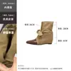 Botas de moda para mujer de 6 cm de altura, punta fina, con cordones y lazo, nuevo estilo 2026, diseño patchwork, efecto adelgazante, botines, botas estilo western