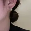 Brincos em formato de C com zircônia e pérola microincrustados em agulha de prata S925 para mulheres, joia de orelha da moda leve e elegante, combina com tudo, personalizados