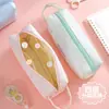 Estuche para lápices lindo de estilo ins coreano, color macarrón, estampado, para estudiante, gran capacidad, portátil, multifuncional, bolsa para papelería