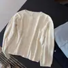Nuevo cárdigan de punto de estilo coreano para Otoño/Invierno 2026 para mujer, cuello redondo, manga larga, corte holgado, adelgazante, top versátil con diseño de huecos