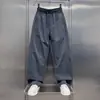 Pantalones Casuales de Verano Sueltos de Marca de Moda para Hombre, Nuevos Pantalones Deportivos de Pierna Recta, Pantalones Curvos Delgados de Seda de Hielo con Cordón, Negro