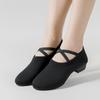 Sapatos de Dança Femininos com Solado Macio e Salto Cadarço Livre Tecido Voador Prática Moderna Adulto Professor de Yoga Corpo Sapatos de Balé