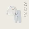 Conjunto de Ropa de Otoño para Bebé para Hombres y Mujeres, Ropa Interior Térmica, Algodón de Terciopelo Suave, Ropa de Casa de Cintura Alta para Recién Nacidos, Pijama, Conjunto de Dos Piezas