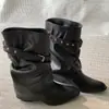 Botines retro estilo coreano para mujer, nueva colección 2026, punta fina, plisados, bota estilo western con caña ancha, modernos