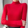 Suéter de cuello alto a la mitad nuevo por dentro base de punto camisa de manga larga ajustada estilo western diseño calado cuello alto top de moda