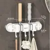 Estante de clip para colgar mopa en la pared, gancho sin perforaciones, baño, hebilla de baño, artefacto fijo para escoba, estante de almacenamiento de mopa