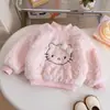 Moletom Peludo Estilo Coreano Outono/Inverno Com Pelúcia Espessa Para Meninas Estilo 2026 Quente Top para Bebê Infantil Estiloso